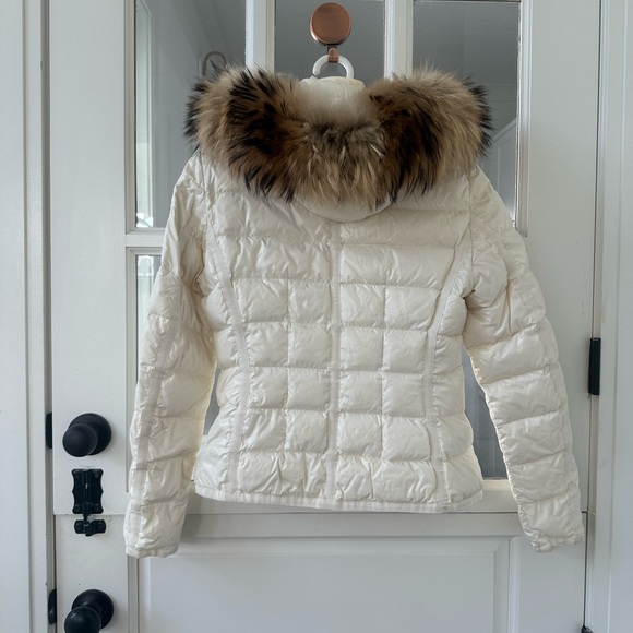 Ivory Moncler Coat with Real Fur Trim - Picture 5 of 7